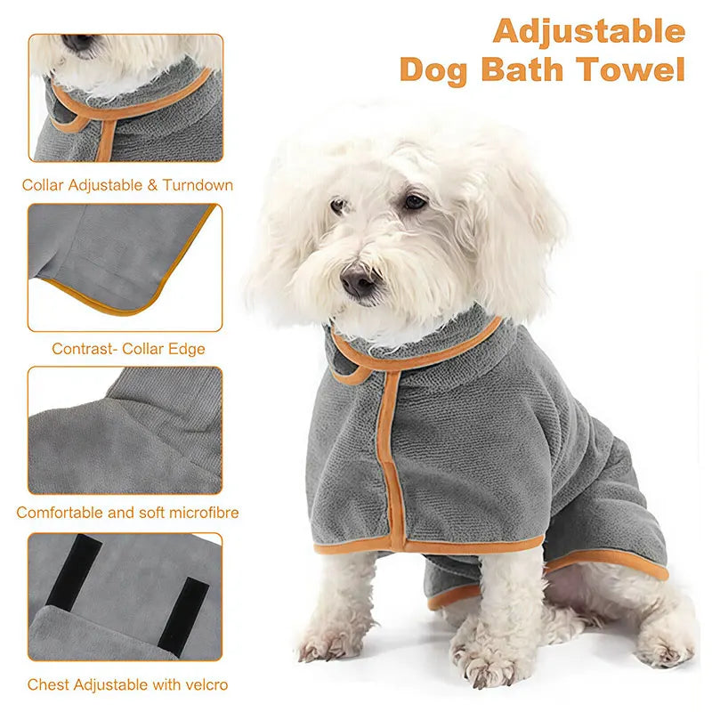 2-in-1 Absorbent Dog Bathrobe & Towel