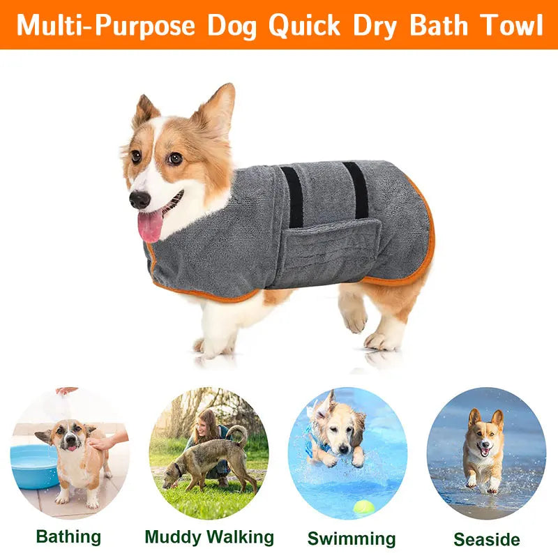 2-in-1 Absorbent Dog Bathrobe & Towel